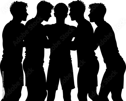 American Football Team Players Running Silhouette