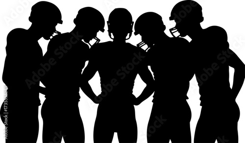 American Football Team Players Running Silhouette