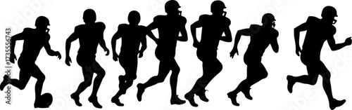 American Football Team Players Running Silhouette