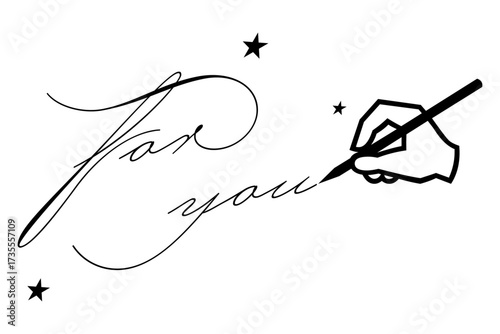 for you - 手書きの筆記体で書いた、for you（あなたへ）のレタリング（カリグラフィー）によるロゴマーク
