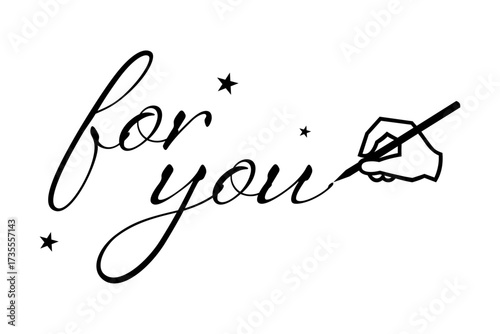 for you - 手書きの筆記体で書いた、for you（あなたへ）のレタリング（カリグラフィー）によるロゴマーク
