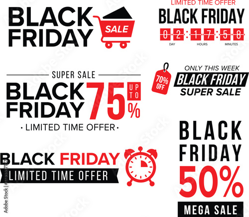 Black Friday sale advertising posters vector template with best price and offer. Black Friday sale banner, special offer shopping illustration