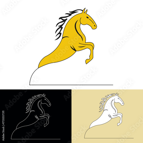 Horse logo vector illustration in minimalist and modern style. Elegant equine symbol design suitable for brand identity, luxury logo, sports team emblem, equestrian business, and creative projects