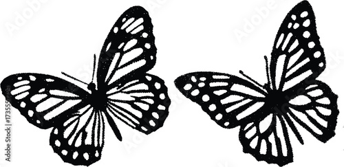 butterfly with halftone stipple effect vector illustration. photocopy texture. Perfect for y2k grunge collage, gothic 90s punk poster, vintage dotted banner, textured sticker effect
