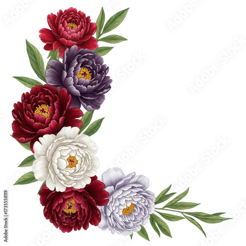 Elegant floral arrangement of peonies and greenery for decorative use