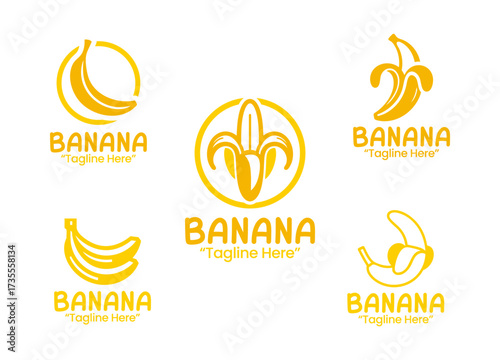 5 Banana Logo Set Tropical Fruit Branding Logo Collection