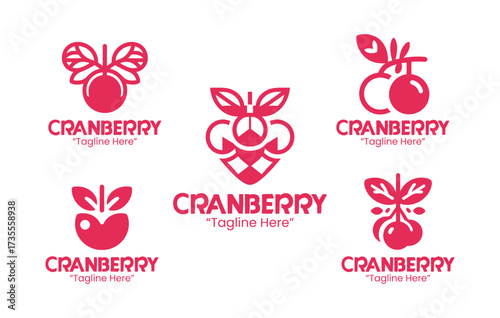 5 Cranberry Logo Set Berry Fruit Branding Logo Collection