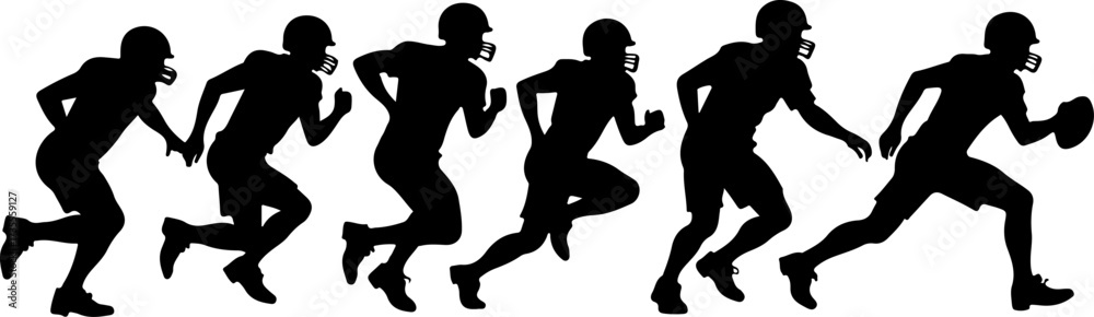 American Football Players Silhouette Bundle Illustration American Football Players Silhouette Bundle Illustration