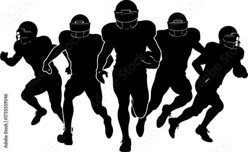 American Football Players Silhouette Bundle Illustration