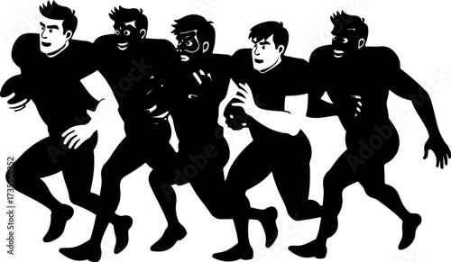 American Football Players Silhouette Bundle Illustration