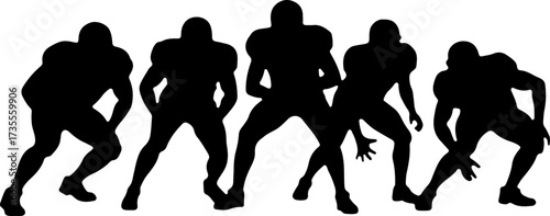 American Football Team Players Running Silhouette Bundle