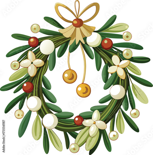 Christmas Mistletoe Bundles decorative green foliage with red berry cluster