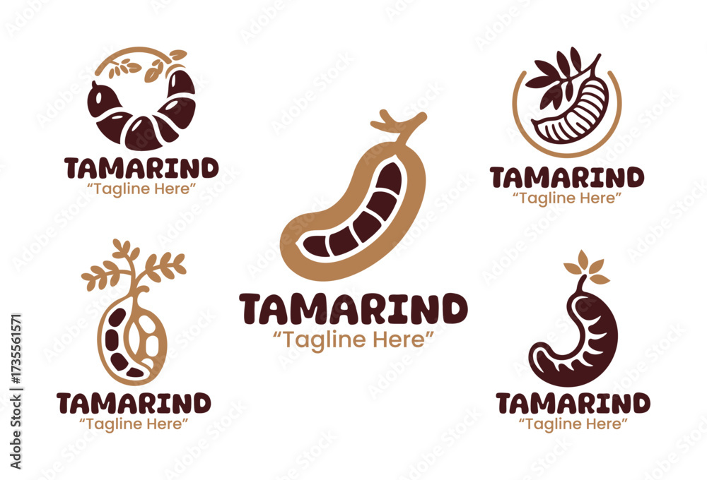 Obraz premium 5 Tamarind Logo Set Tropical Fruit Branding Logo Collection