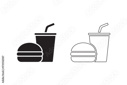 Vector fast food combo meal burger soda icon