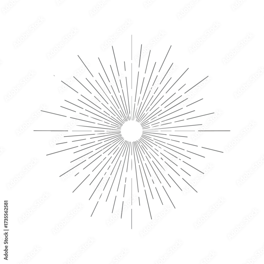 Fototapeta premium Radial burst design with many lines emanating from a central circular point, creating a starburst effect.