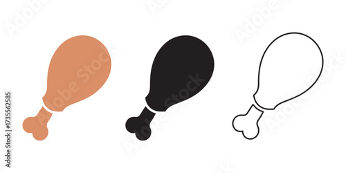 Minimal chicken drumsticks in different styles isolated on white background