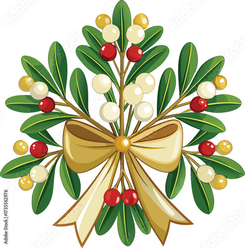 Christmas Mistletoe Bundles traditional cluster with green foliage and berries