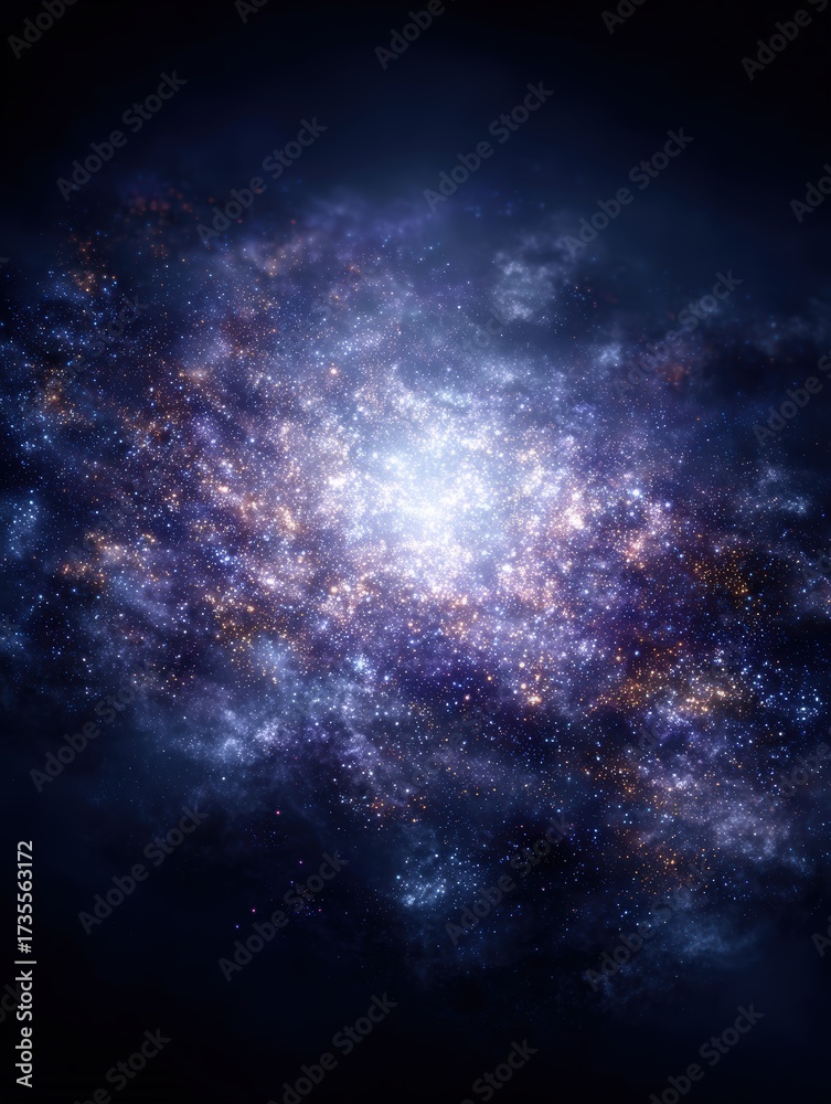 Naklejka premium Wide view of vibrant galaxy with colorful stars and cosmic dust in deep space illustrating astronomy and universe exploration