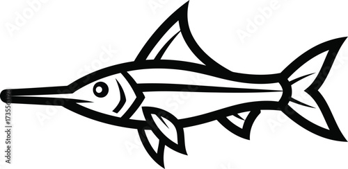 Hand drawn swordfish silhouette ocean marine life sea creature vector art vector