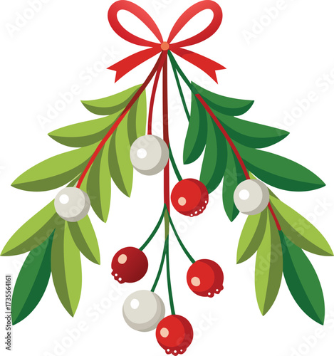 Christmas Mistletoe Bundles festive arrangement with green foliage and white berries