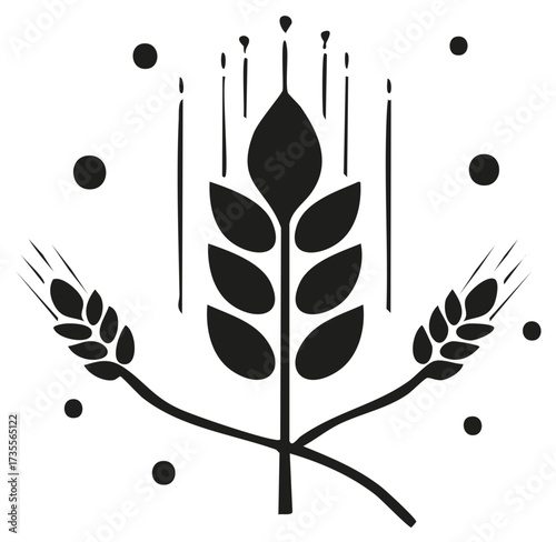 Stylized Wheat Ears And Grain Vector Icon. Minimalist Agriculture Symbol For Bakery Or Harvest