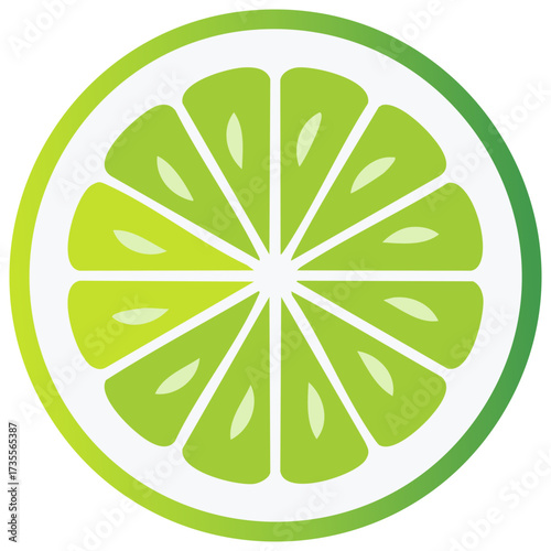 Sliced Lime: Fresh Gradient Green Citrus Fruit Slice, Vibrant Design Element for Healthy Eating, Refreshment, and Summer Themes