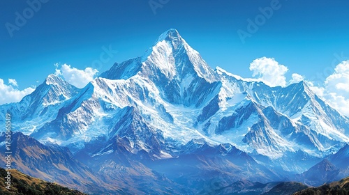 Snow - covered Mountain Range with Frosted Trees and Clouds