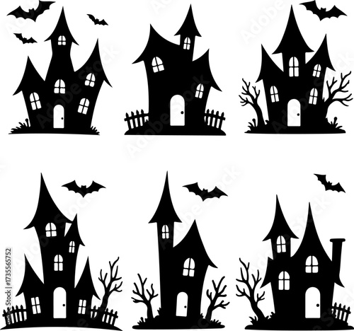 Spooky Haunted House and Castle Silhouettes Bundle