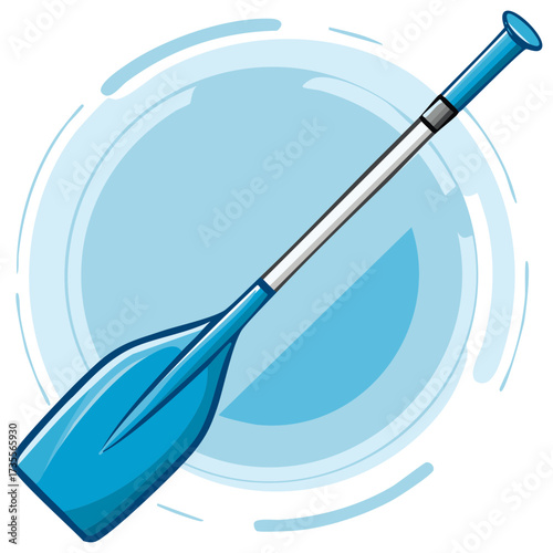 Cartoon Illustration of a Blue Paddle for Boats, Rafts, or Kayaks with Blue Water Graphic