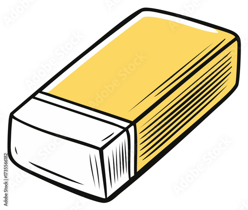 Simple colorful yellow and white eraser illustration for school or office supplies