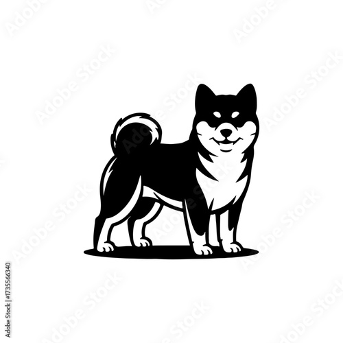 Illustration of a husky dog isolated on white background. Design element for emblem, sign, poster, badge. Vector illustration
