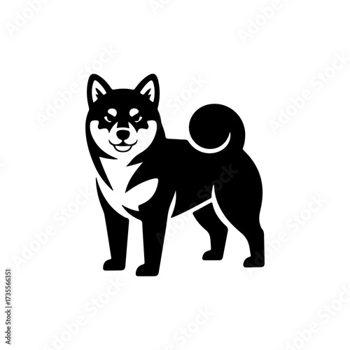 Illustration of a husky dog isolated on white background. Design element for emblem, sign, poster, badge. Vector illustration