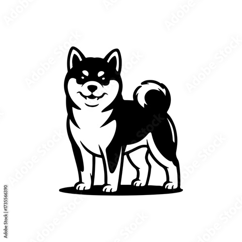 Illustration of a husky dog isolated on white background. Design element for emblem, sign, poster, badge. Vector illustration