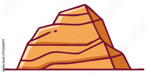 Simple vector illustration of a rugged orange rock formation or abstract mountain peak.
