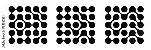 Set black metaballs isolated on a white background. Modern contemporary geometric shapes and elements. Metaball pattern. Liquid drops or morph shapes background.  eps 10 