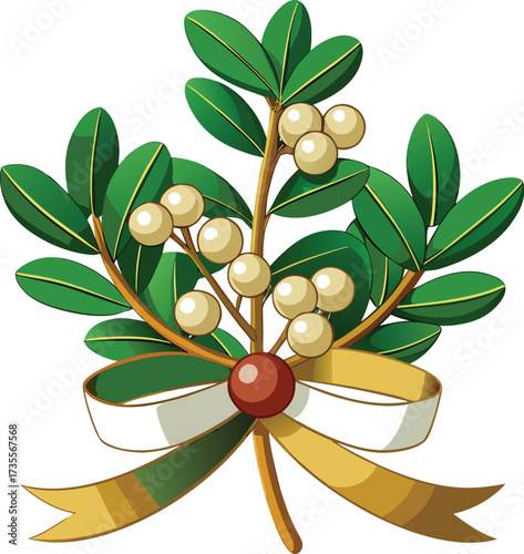 Christmas Mistletoe Bundles elegant arrangement with green branch and berries