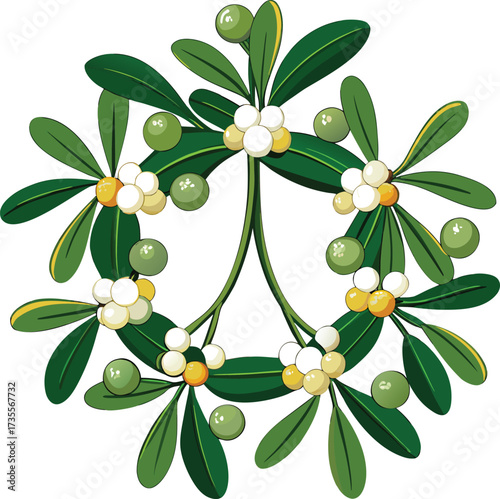 Christmas Mistletoe Bundles traditional cluster with green leaves and berry accents