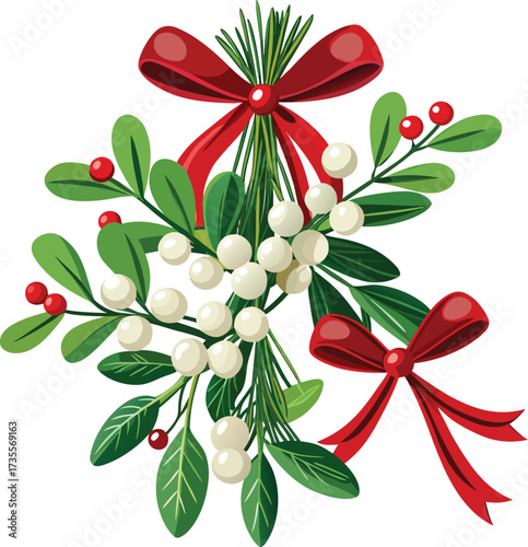 Christmas Mistletoe Bundles decorative arrangement with green sprig and bow