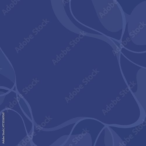 Abstract flowing organic shapes in varying shades of deep blue against a solid dark blue background.