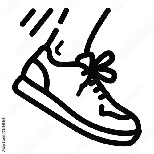 Vector art of hand drawn line art of a running shoe with motion lines