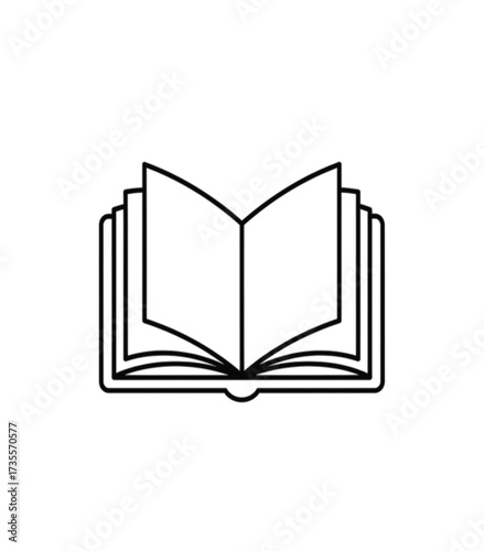 Open Book Outline Vector Icon