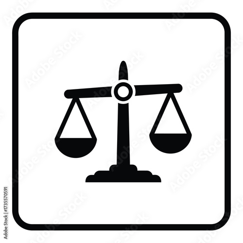 Vector art of black and white icon of scales of justice