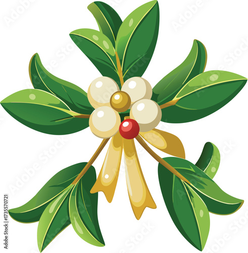 Christmas Mistletoe Bundles decorative cluster with natural green foliage