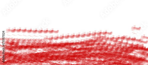 Abstract red and black glowing particles in a chaotic pattern isolated on transparent background