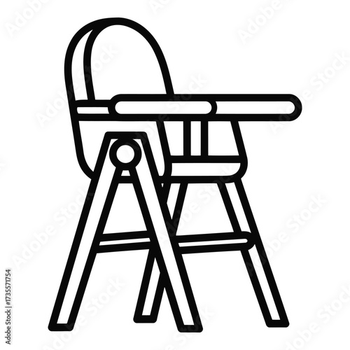 Vector art of simple line drawing of a baby high chair