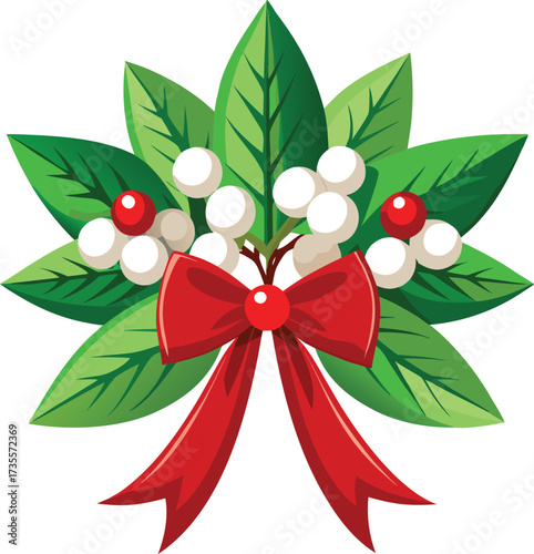 Christmas Mistletoe Bundles decorative arrangement with green leaves and berries