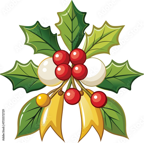 Christmas Mistletoe Bundles natural cluster with green branch and white berries