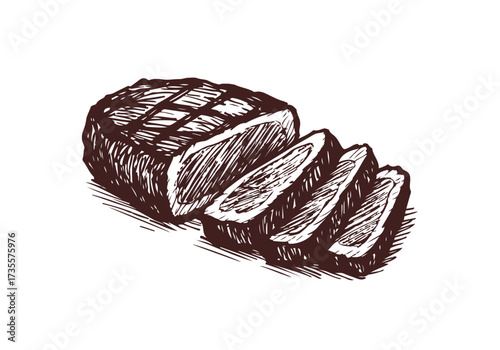  Steak hand drawn vector sketch illustration