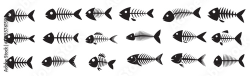 fish skeleton silhouette vector illustration