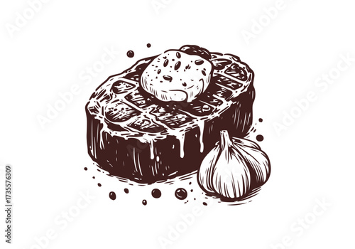  Steak hand drawn vector sketch illustration